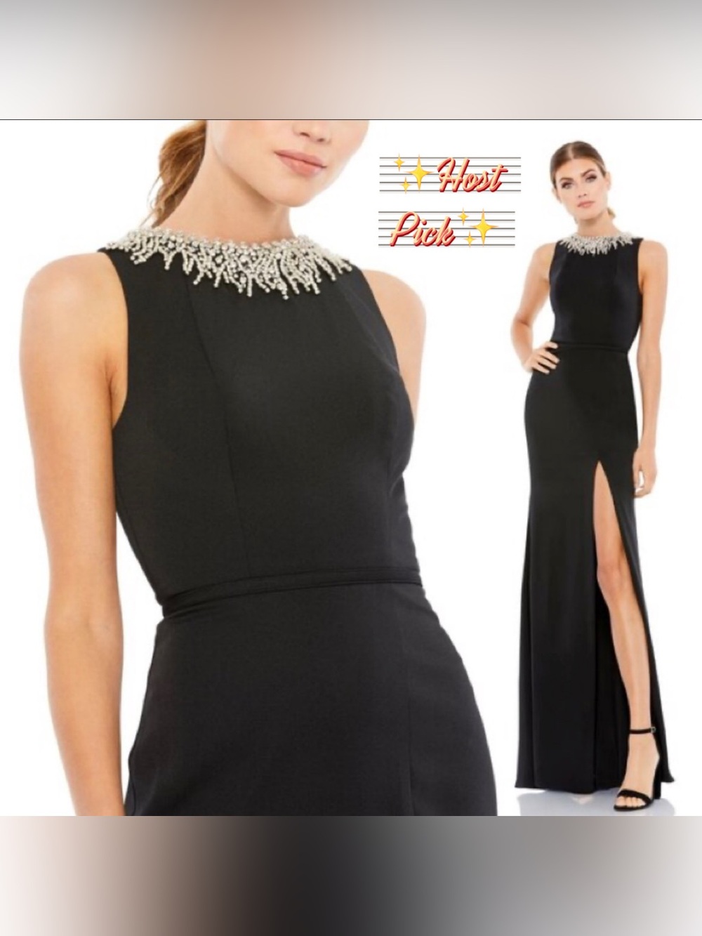 Mac Duggal | Sleeveless Rhinestone Collar Column Gown 26516